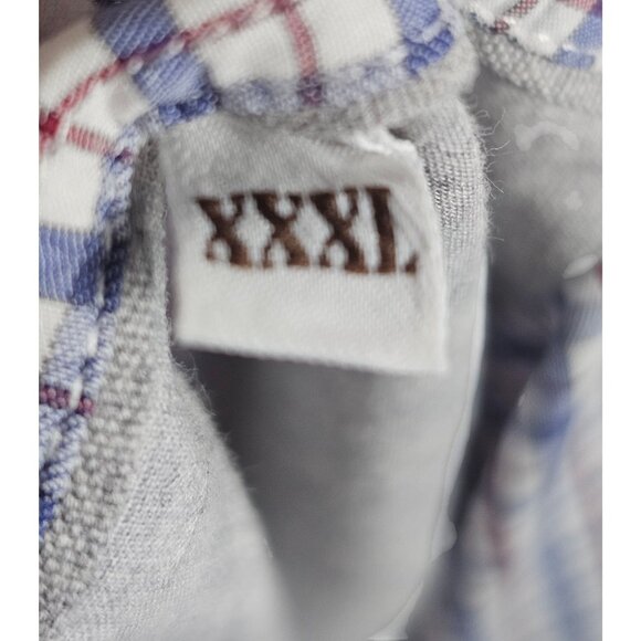 Brunello Cucinelli White Blue Red Check Button-Down Shirt XXXL Leisure Fit - Picture 12 of 12